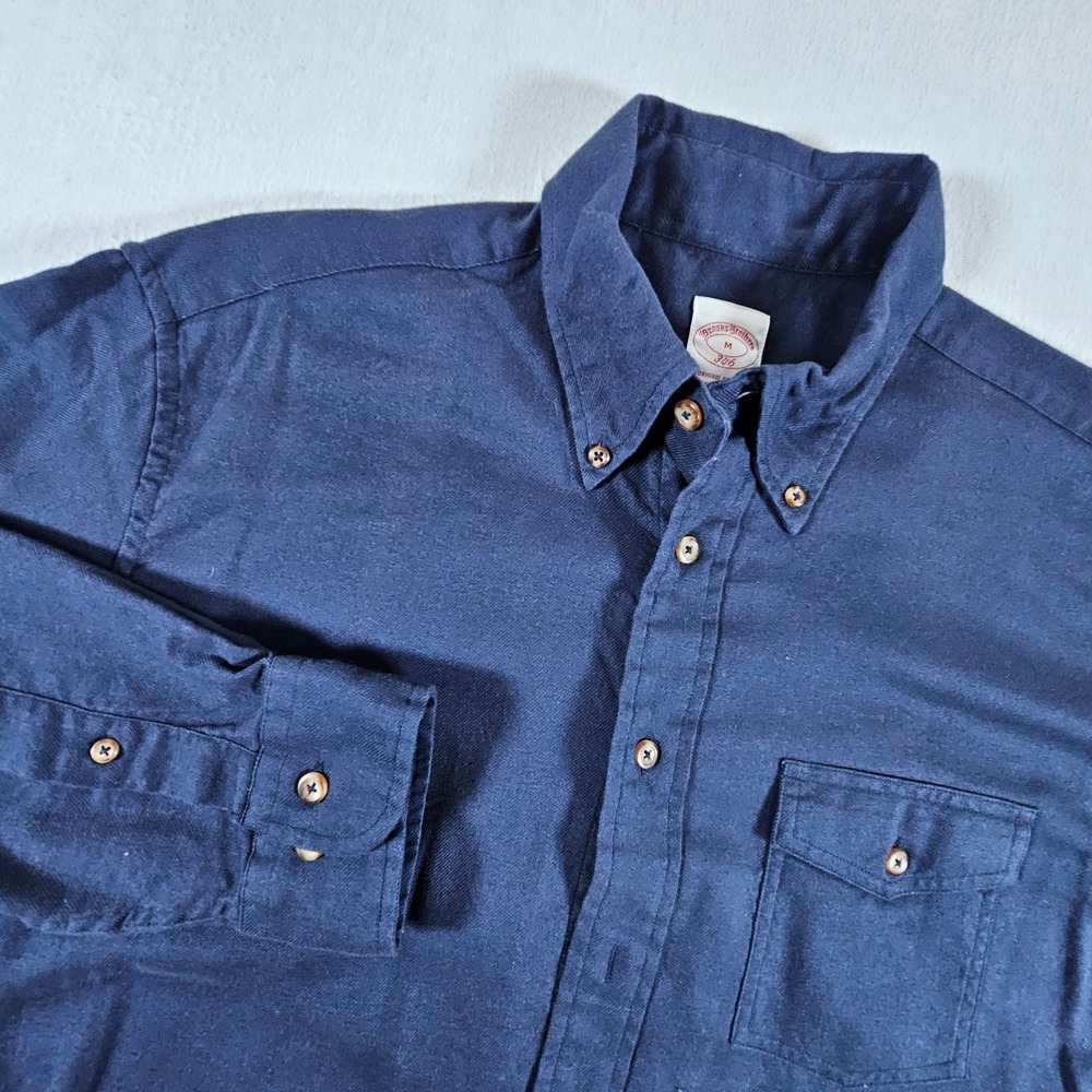 Brooks Brothers 346 Button Down Shirt Mens Medium Navy Blue Cotton Twill Regular